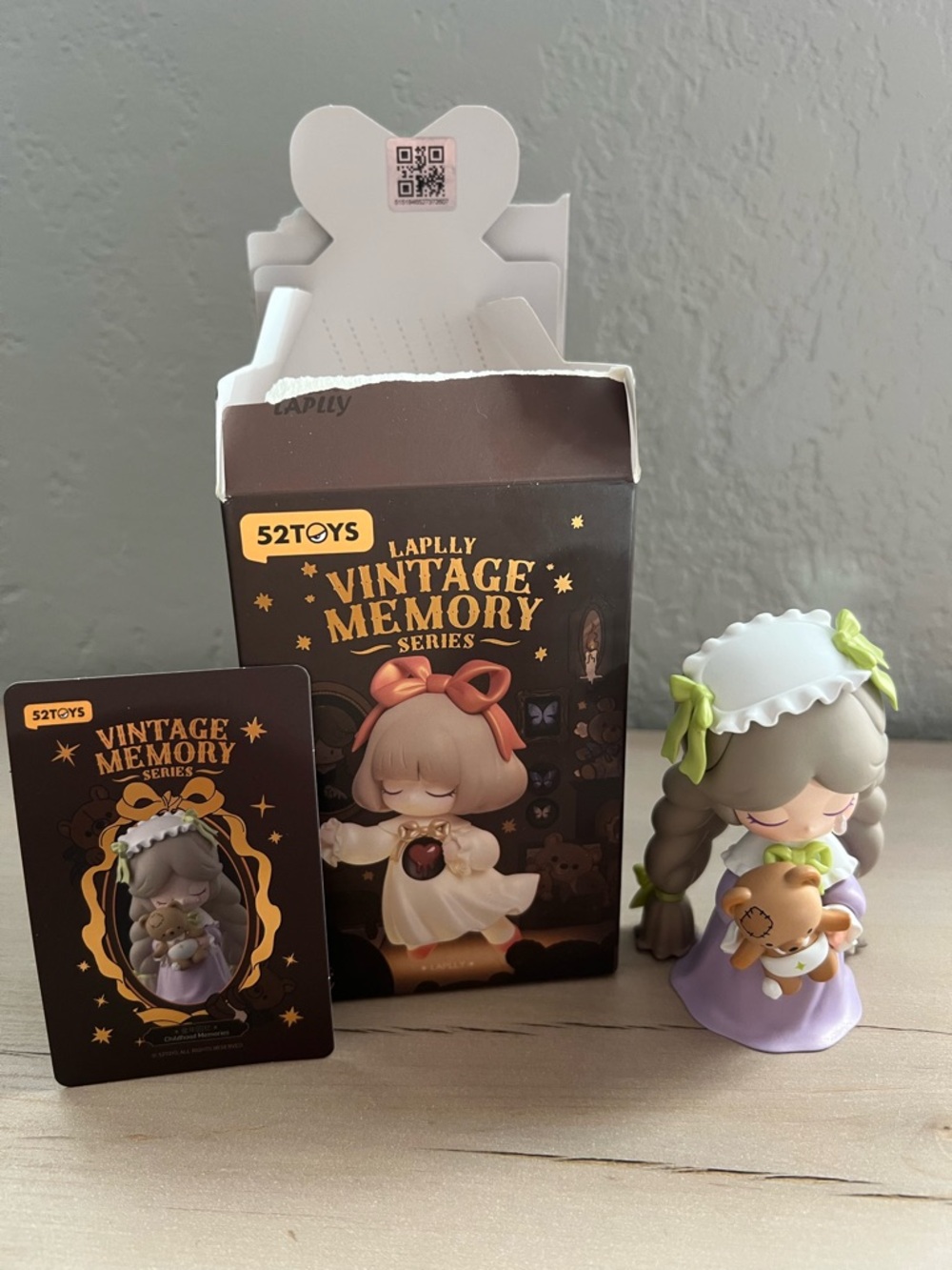 Vintage Memory Series — Lavender Doll Figure with Bear